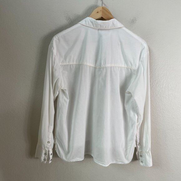 James Perse Womens Small White Pearl Snap Shirt Long Sleeve Blouse Western Top - Picture 9 of 11